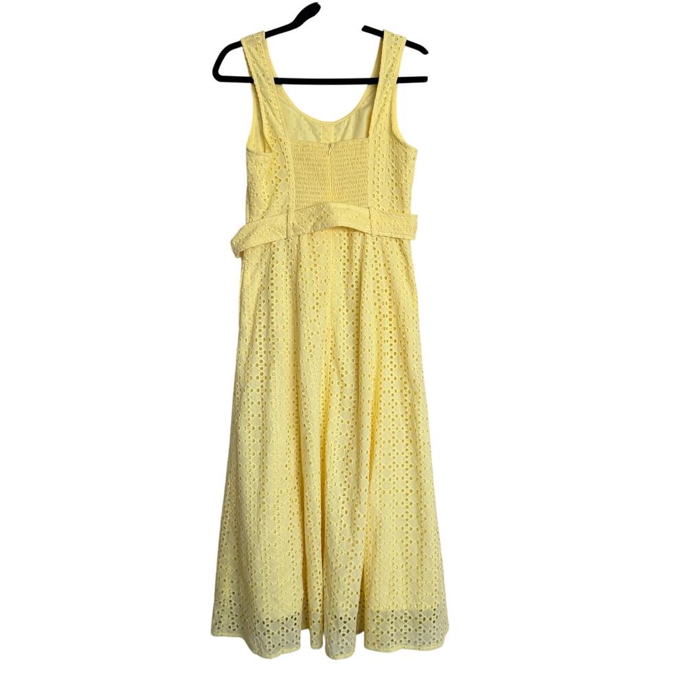 ENTRO YELLOW EYELET SLEEVELESS MIDI DRESS - SMALL - Picture 3 of 3